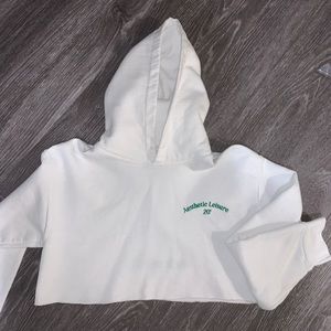 White Cropped Hoodie